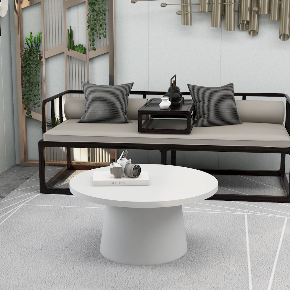 Dune Collection Fiberglass Outdoor Coffee Table In White. Picture 25