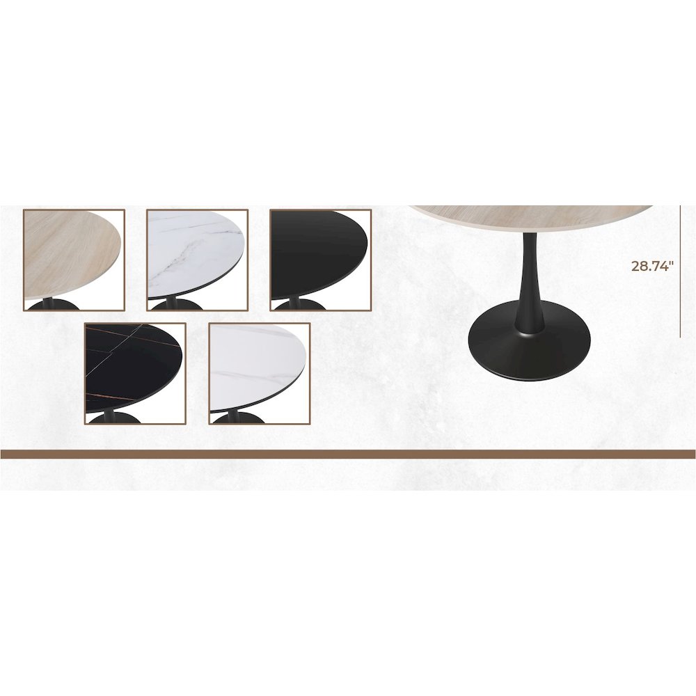 Bristol 31" round dining table Black base with marbled MDF top. Picture 28