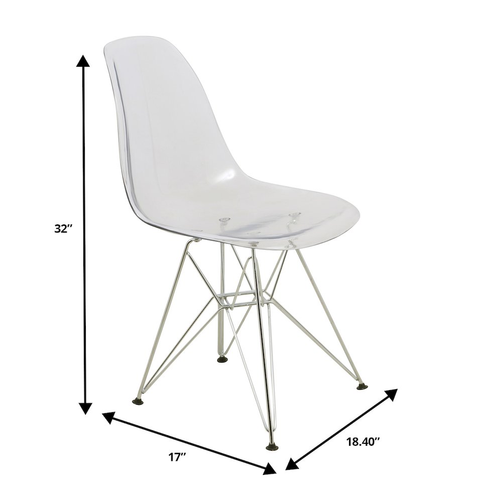 5-Piece Dining Set 35" Round Dining Table in Chrome - Clear. Picture 16