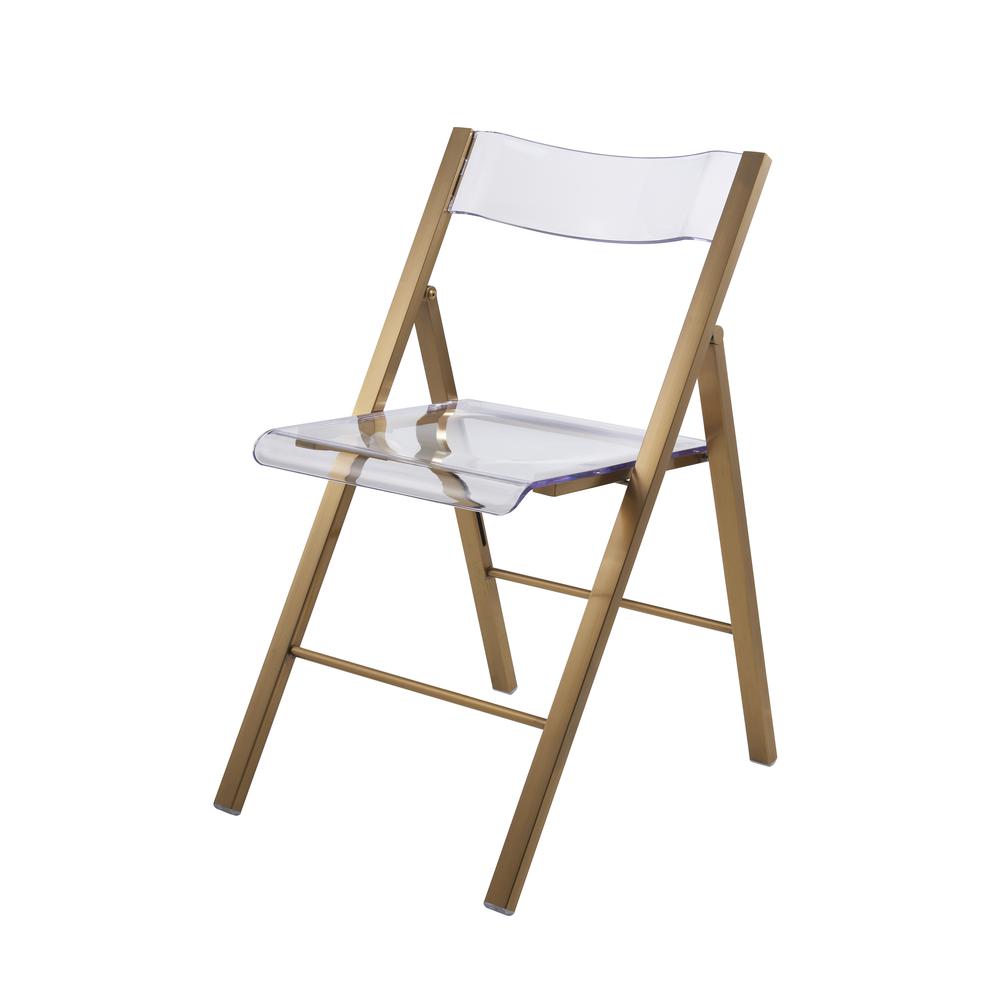 Folding Chair in Brushed Gold Finish with Stainless Steel Frame for Kitchen (set of 2). Picture 2
