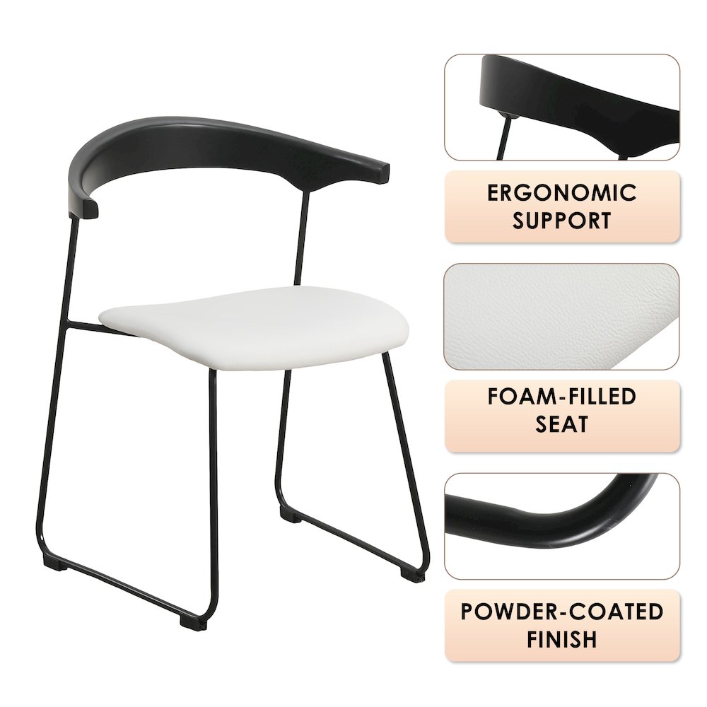 Lyra Collection Modern Chair in Black back and White Seat. Picture 20