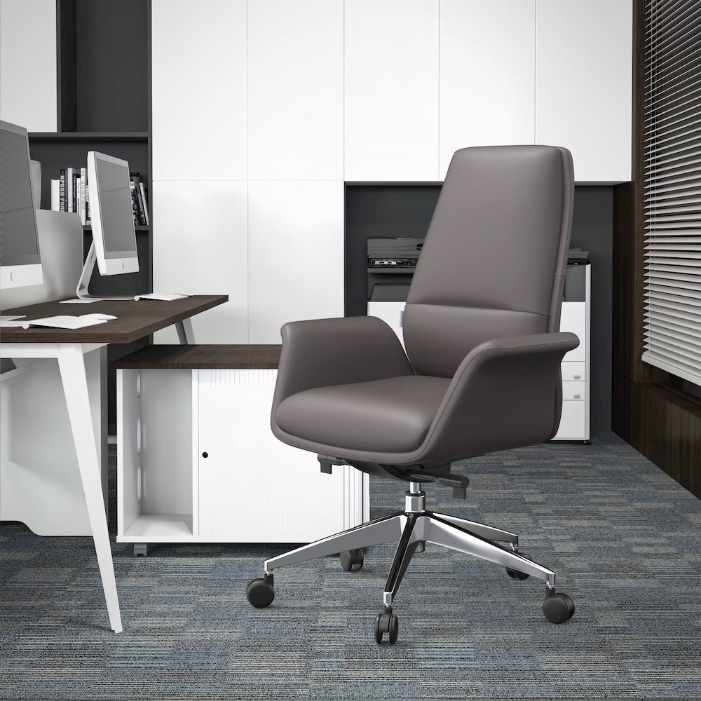 Summit Series Office Chair In Grey Leather. Picture 8