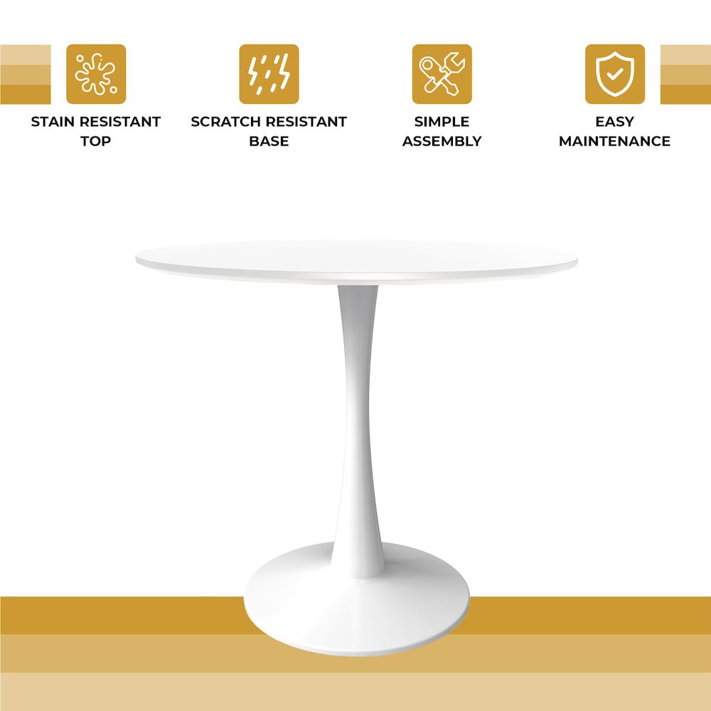 Leisyremod Bristol 24" Round Dining Table White base with White top. Picture 18