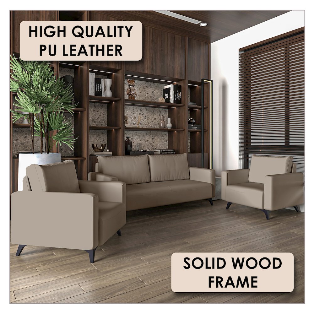 Inno Collection Sofa Set, 2 Single Seaters, and 3 seater In TAupe. Picture 3