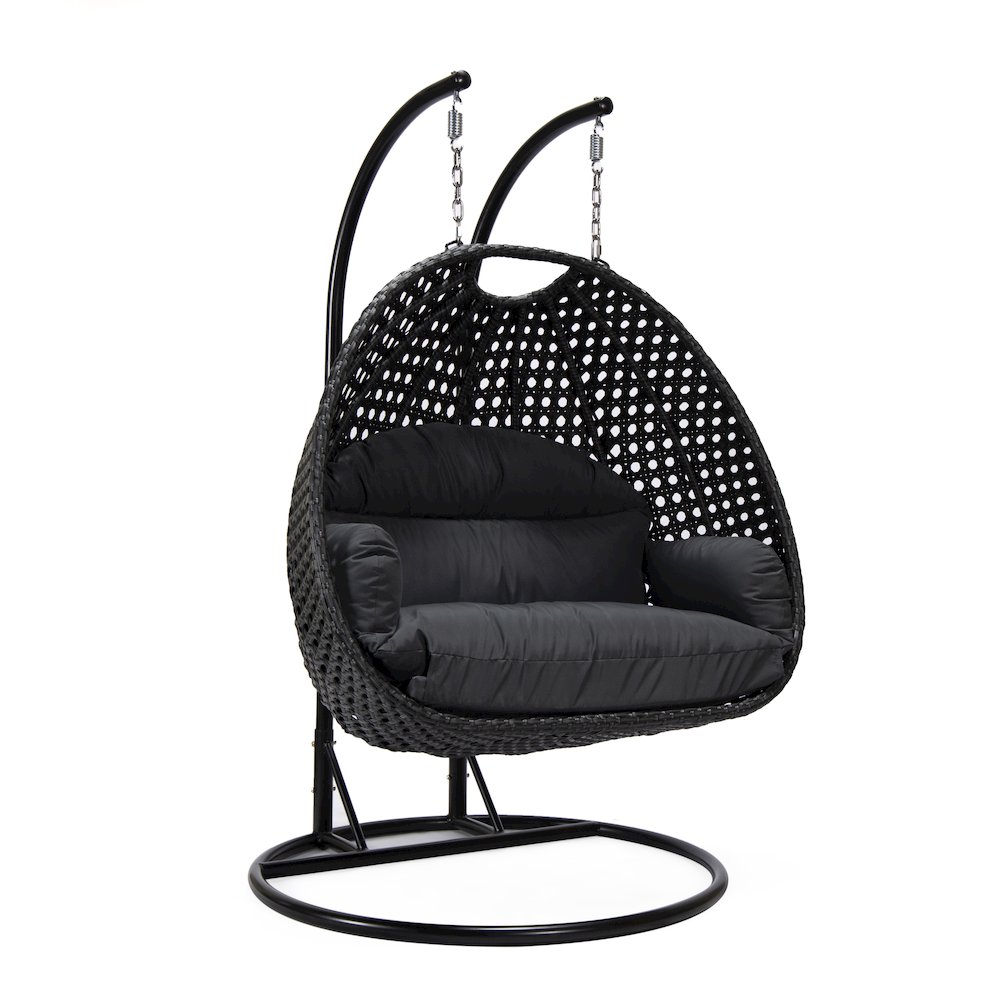 Mendoza Charcoal Wicker Hanging 2 person Egg Swing Chair. Picture 3