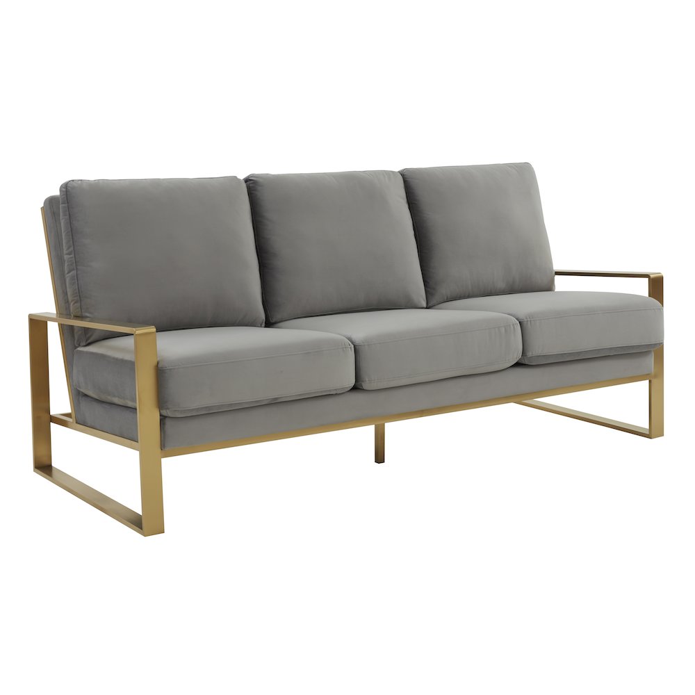 Jefferson Contemporary Modern Design Velvet Sofa With Gold Frame.. Picture 1