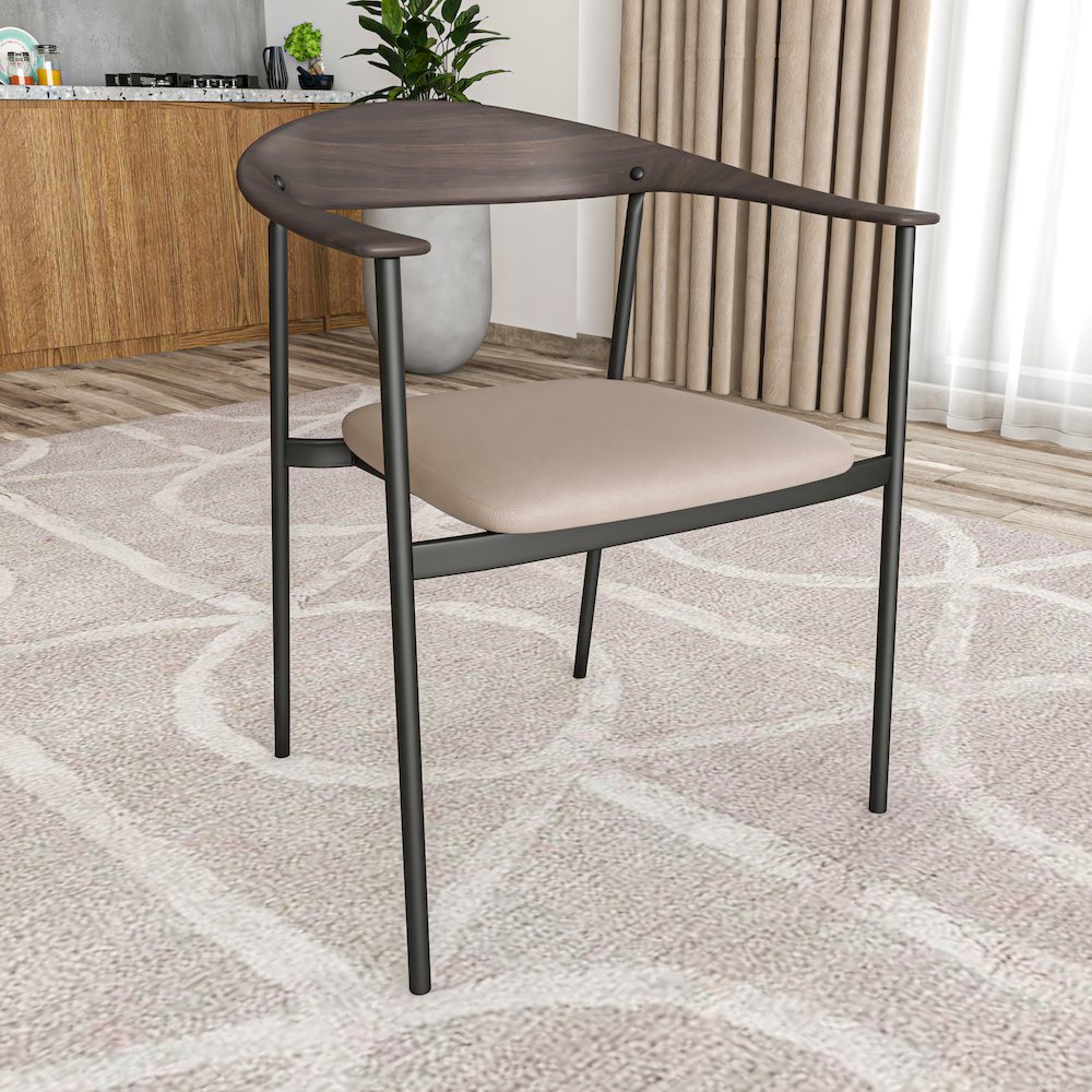 Kora Collection Modern Dining Chair in Taupe. Picture 3
