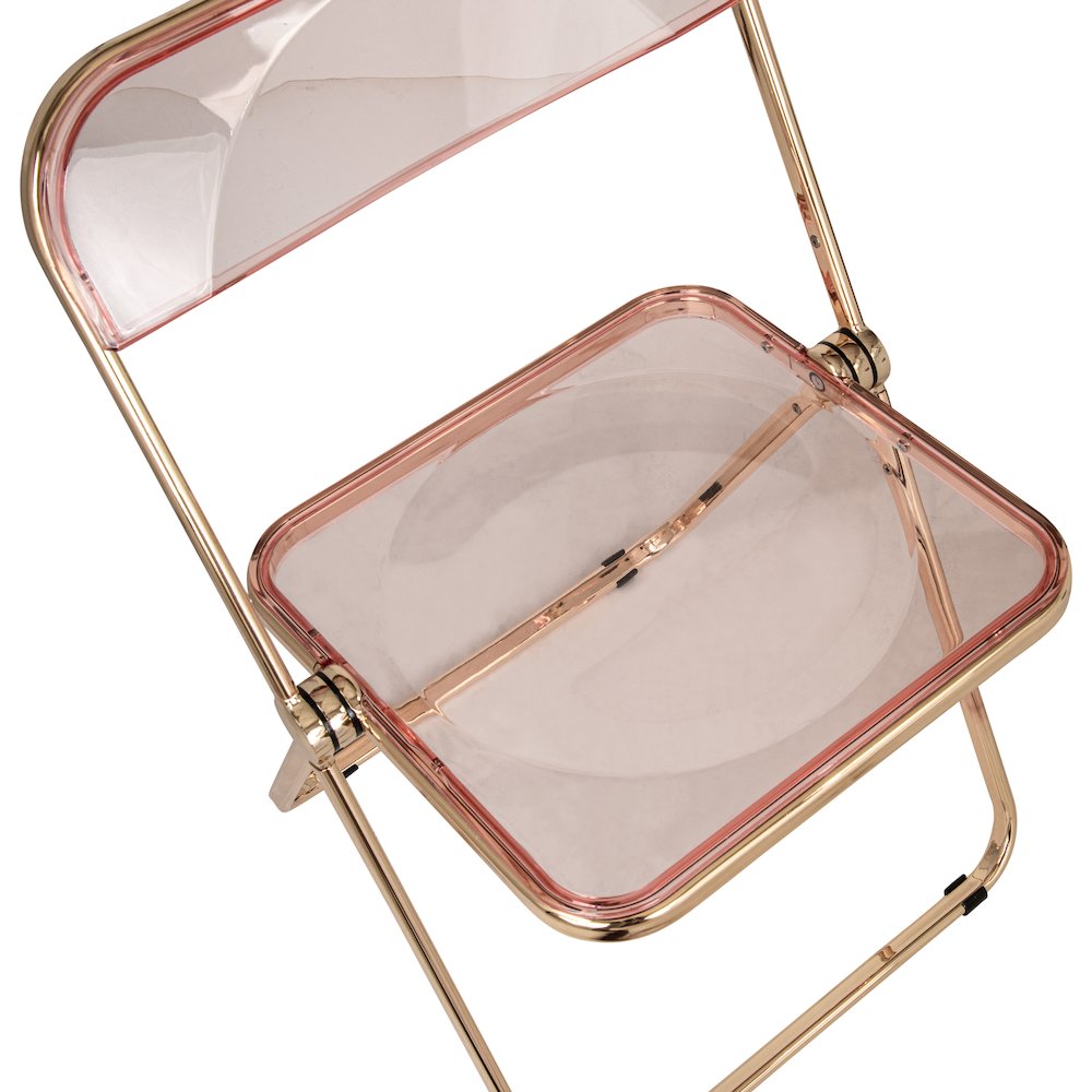 Lawrence Acrylic Folding Chair With Gold Metal Frame. Picture 14