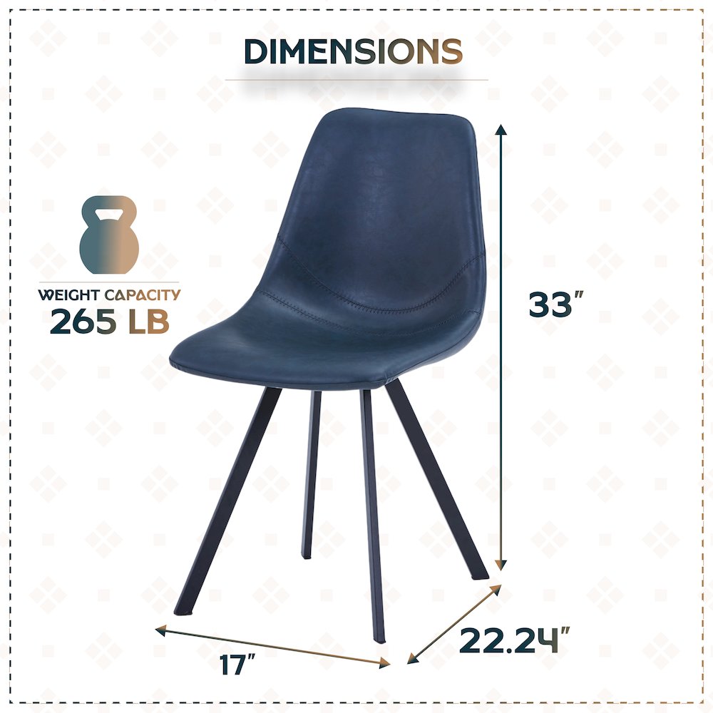 Markley Modern Leather Dining Chair With Metal Legs. Picture 3