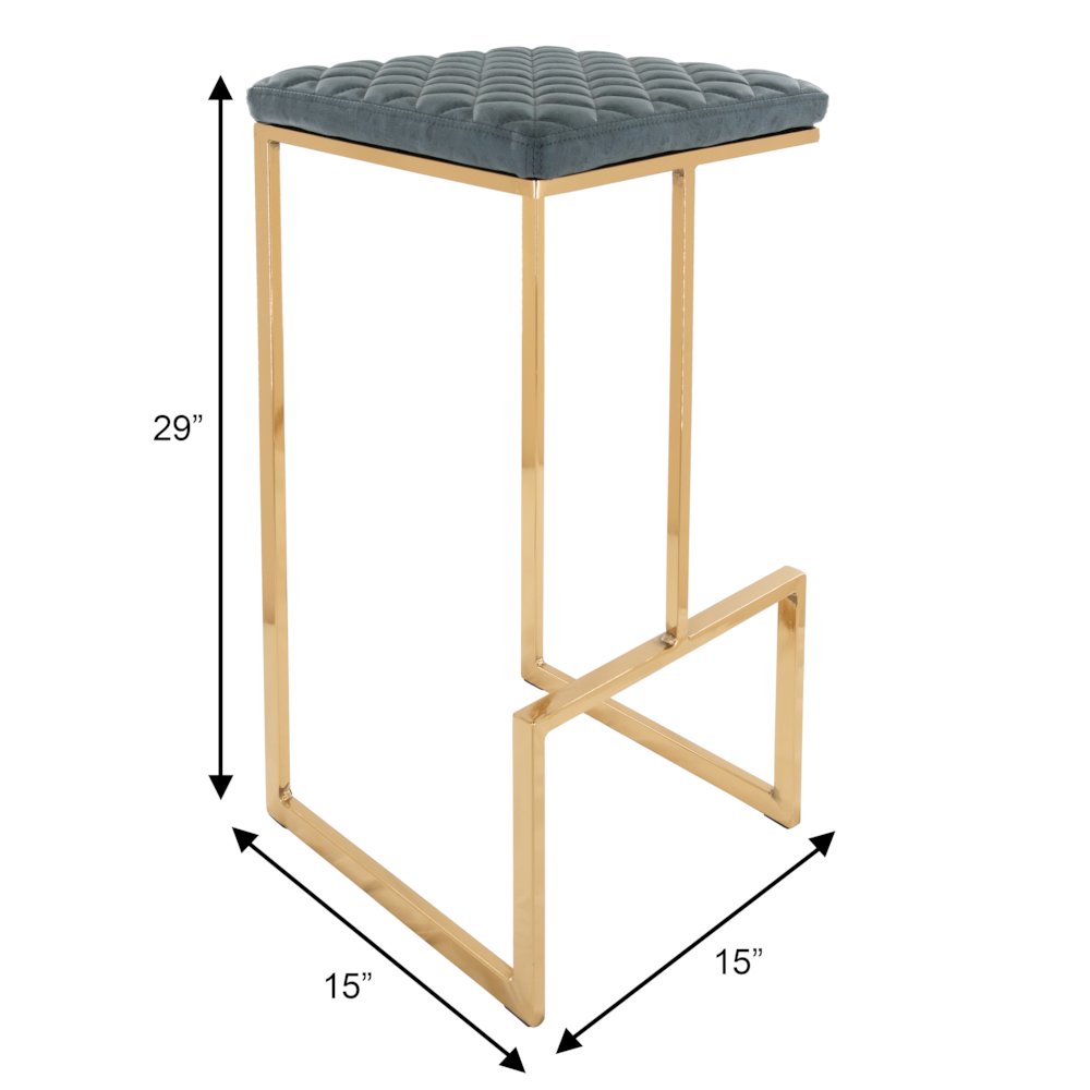 Quincy Quilted Stitched Leather Bar Stools With Gold Metal Frame. Picture 10
