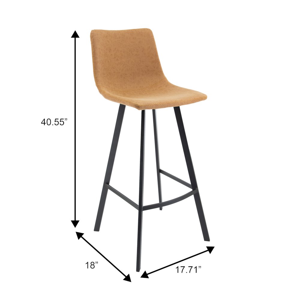Elland Modern Upholstered Leather Bar Stool With Iron Legs & Footrest. Picture 9