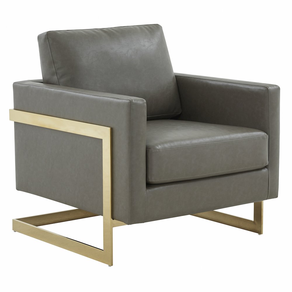 Lincoln Leather Accent Armchair With Gold Frame. Picture 1