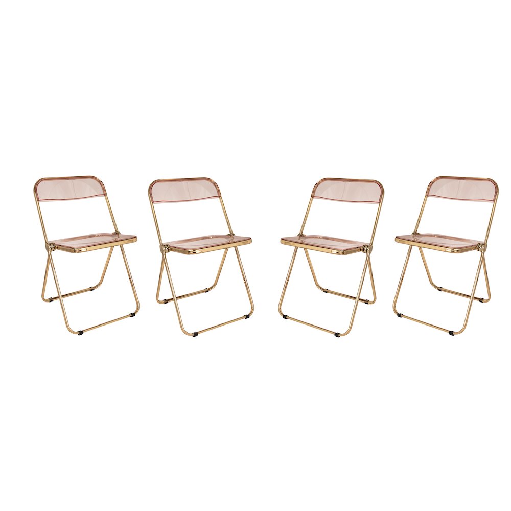 Lawrence Acrylic Folding Chair With Gold Metal Frame, Set of 4. Picture 7