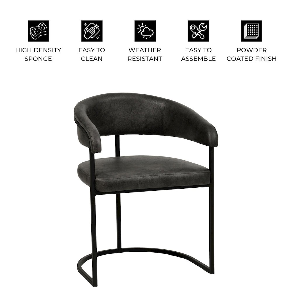 Aero Collection Modern Dining Chair in Charcoal Set of 2. Picture 4