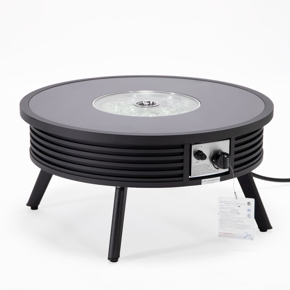 Walbrooke Outdoor Patio Aluminum Round Slats Design Fire Pit Side Table. Picture 4