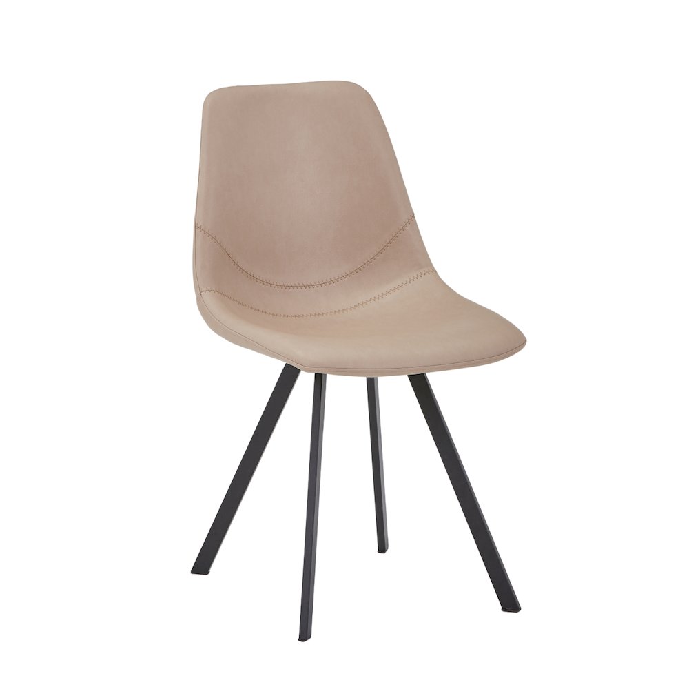 Markly Modern Leather Dining Chair With Metal Legs in Taupe. Picture 9