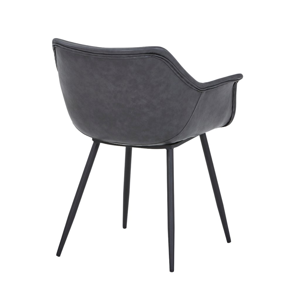 Markley Modern Leather Dining Arm Chair With Metal Legs. Picture 4