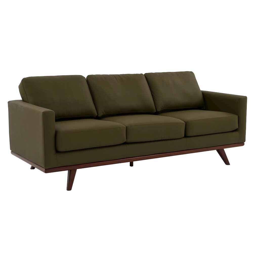Chester Modern Faux Leather Sofa in Green Leather. Picture 3