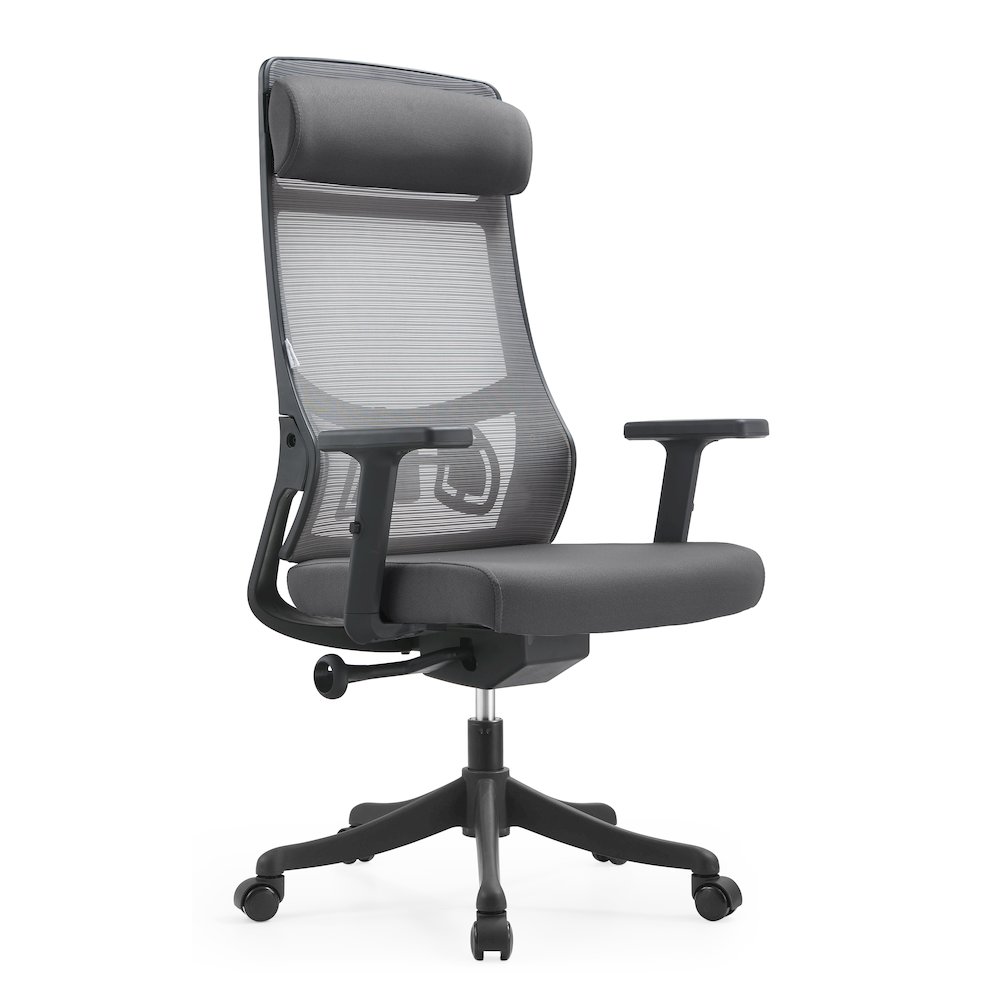 Benmar Home Leather Guest Office Chair in Charcoal. Picture 395