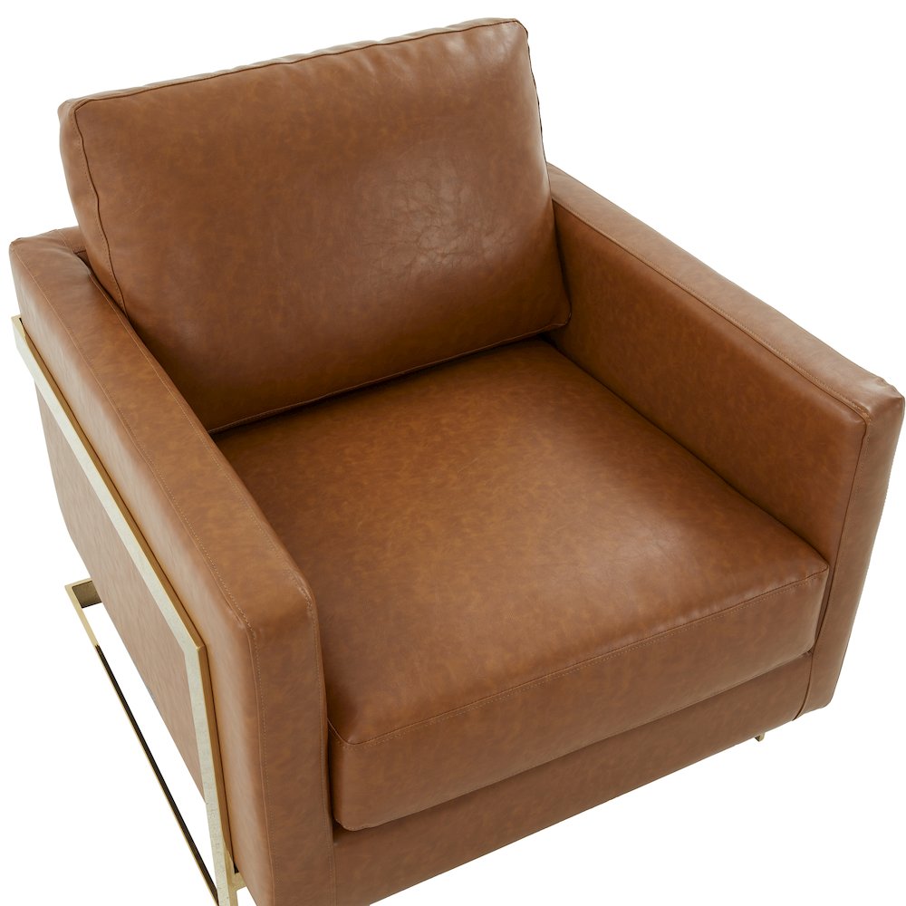 Lincoln Leather Accent Armchair With Gold Frame. Picture 6