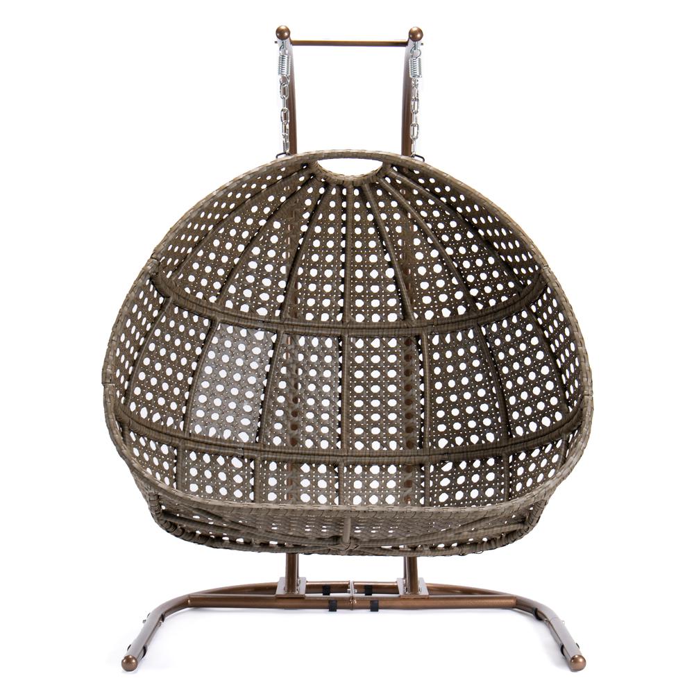 LeisureMod Wicker Hanging Double Egg Swing Chair  EKDBG-57BU. Picture 3