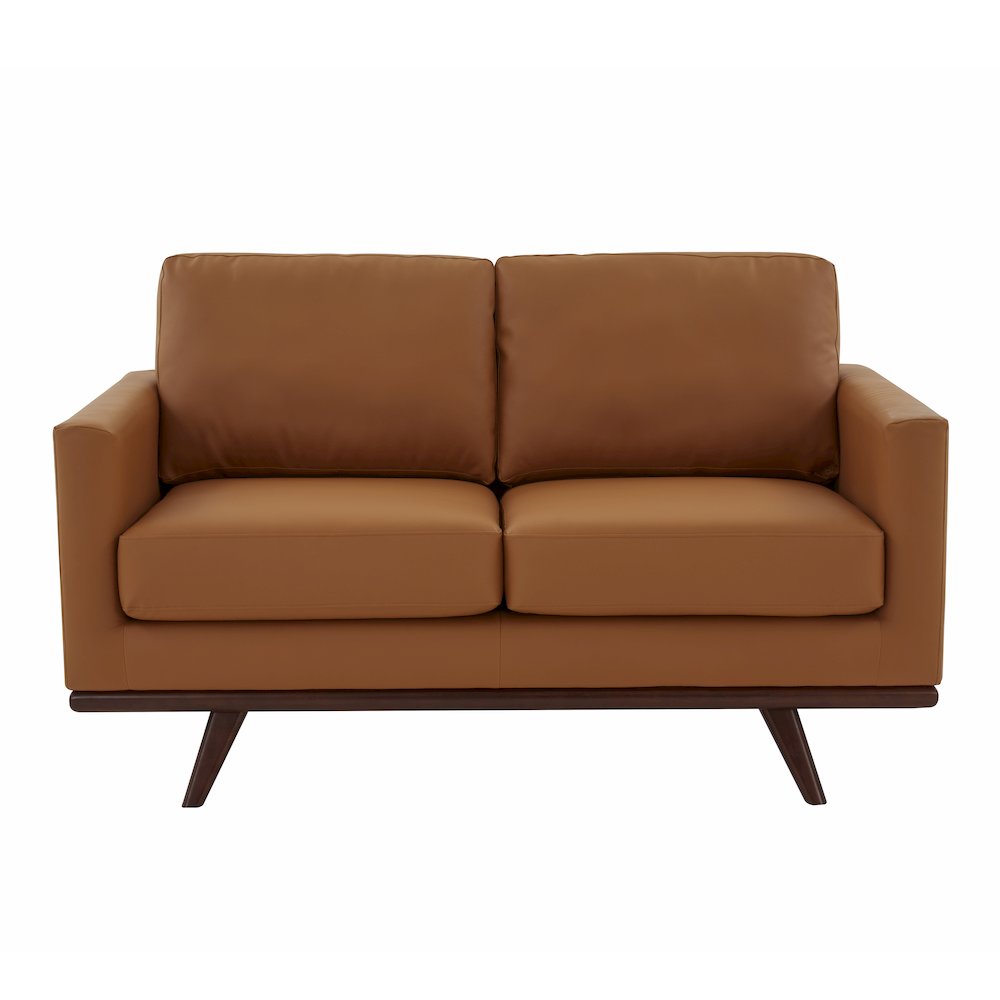 Chester Modern Leather Loveseat With Birch Wood Base. Picture 8