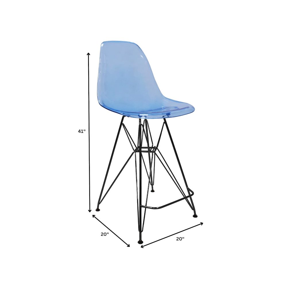 Modern Acrylic Bar stool Cresco Collection Black Base with Trans Blue seat. Picture 29
