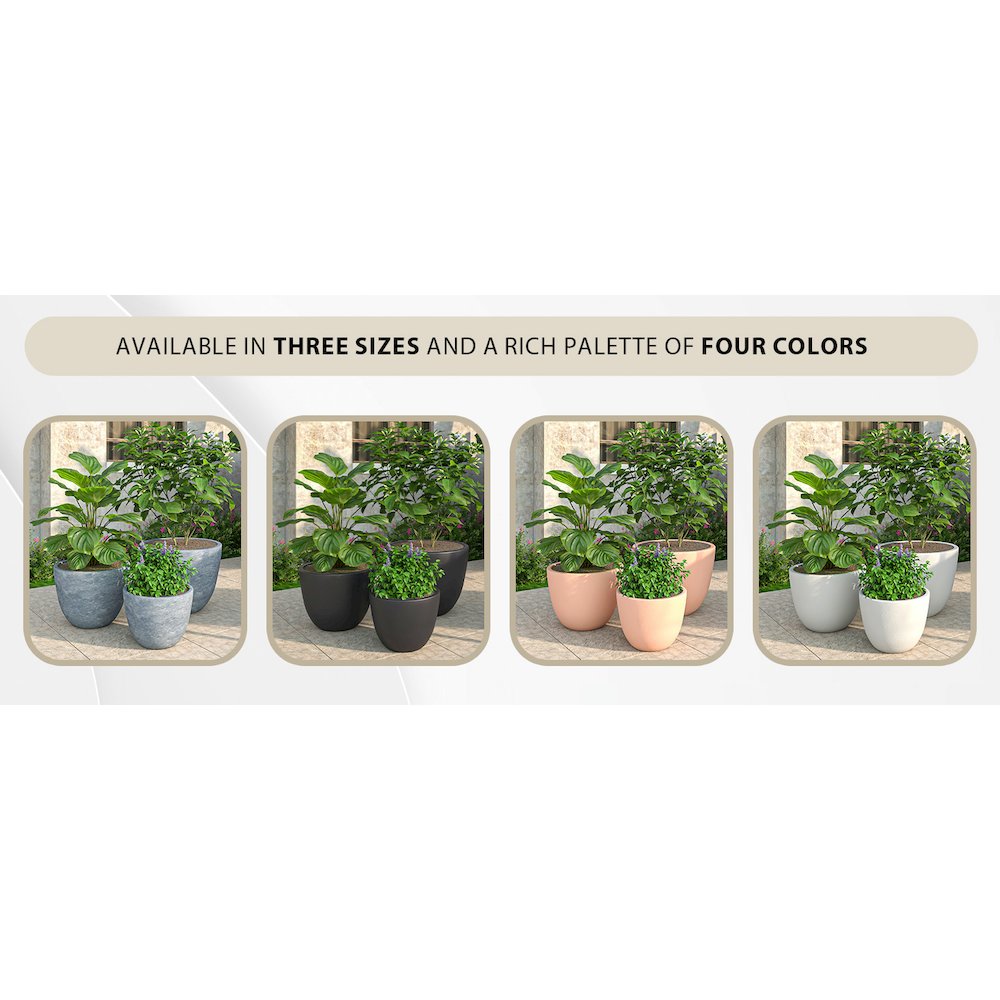 Dahlia Series Poly Stone Planter in Aged Concrete 14.4 Dia, 10.8 High. Picture 9