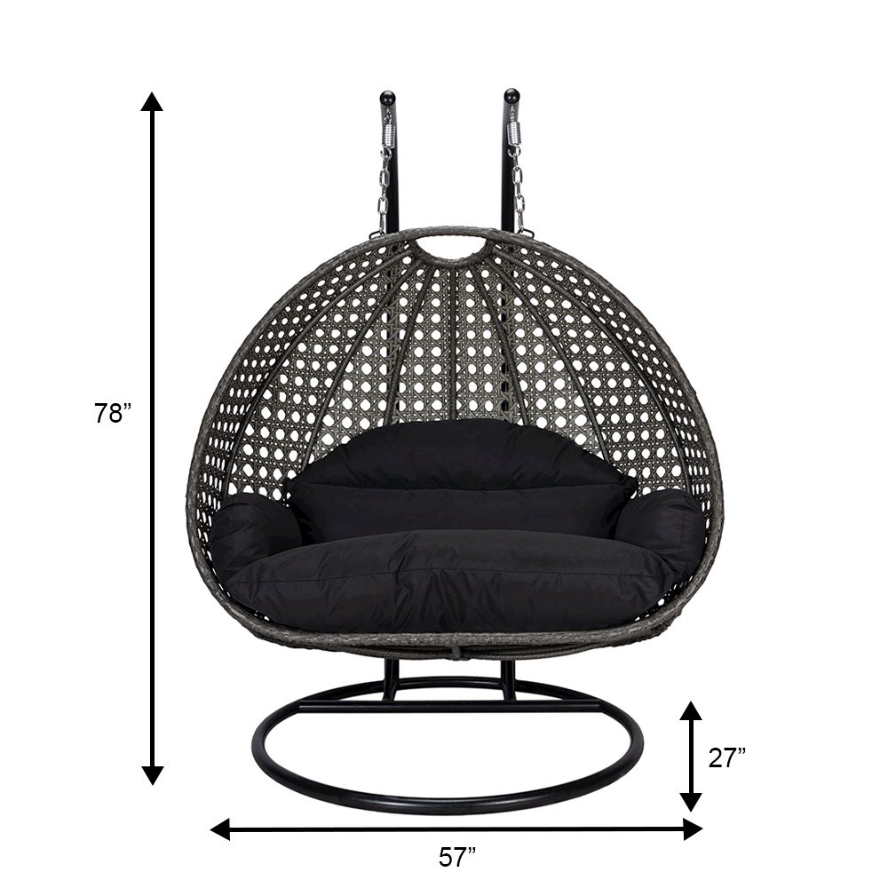 Charcoal Wicker Hanging 2 person Egg Swing Chair. Picture 10