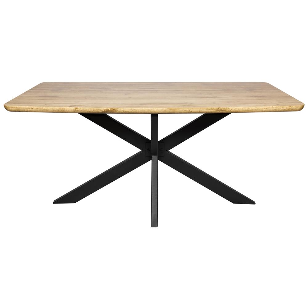 Ravenna 63" Rectangular Wood Dining Table With Modern Metal Base. Picture 4