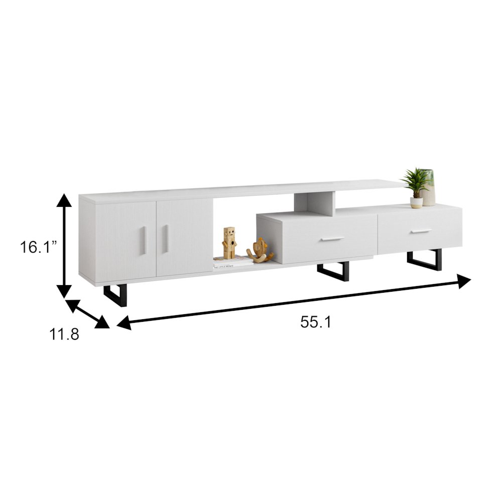 Avery Mid-Century Modern TV Stand with MDF Cabinet and Powder Coated Steel Legs. Picture 1