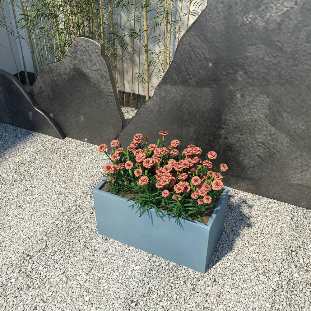Bloom Series Poly Stone Planter 11.8" , 23.6" Long In Black Aged Concrete. Picture 3