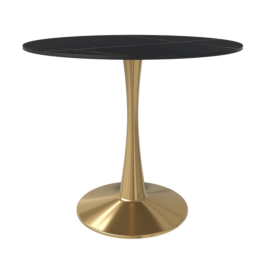 Bristol 31" round dining table Gold base with Black Sintered stone Top. Picture 27