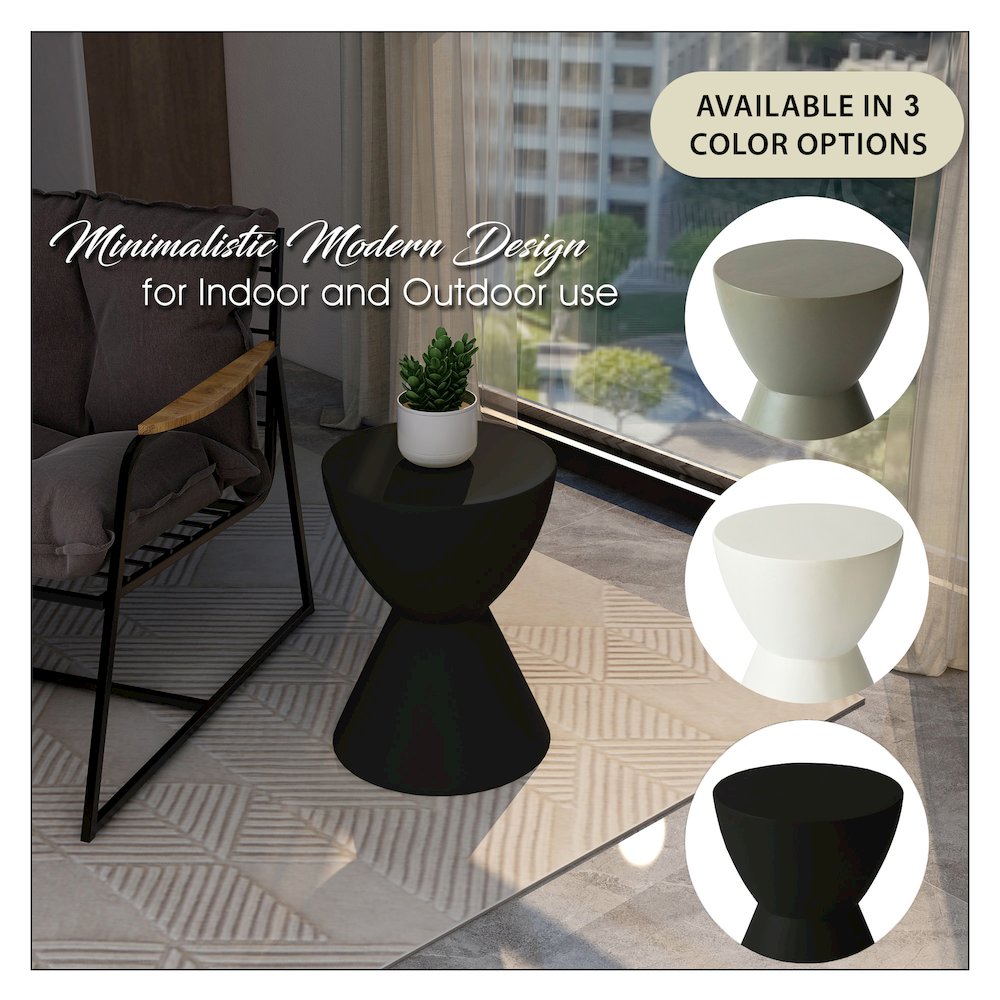 Loft Collection Fiberglass Outdoor Side Table in Black. Picture 6