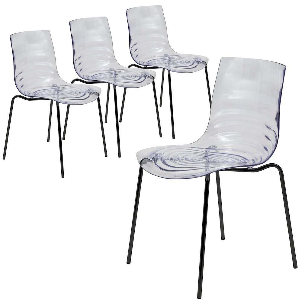 Astor Modern Dinin Chair, Single Chair, Black Base with Clear Seat Set of 4. Picture 2
