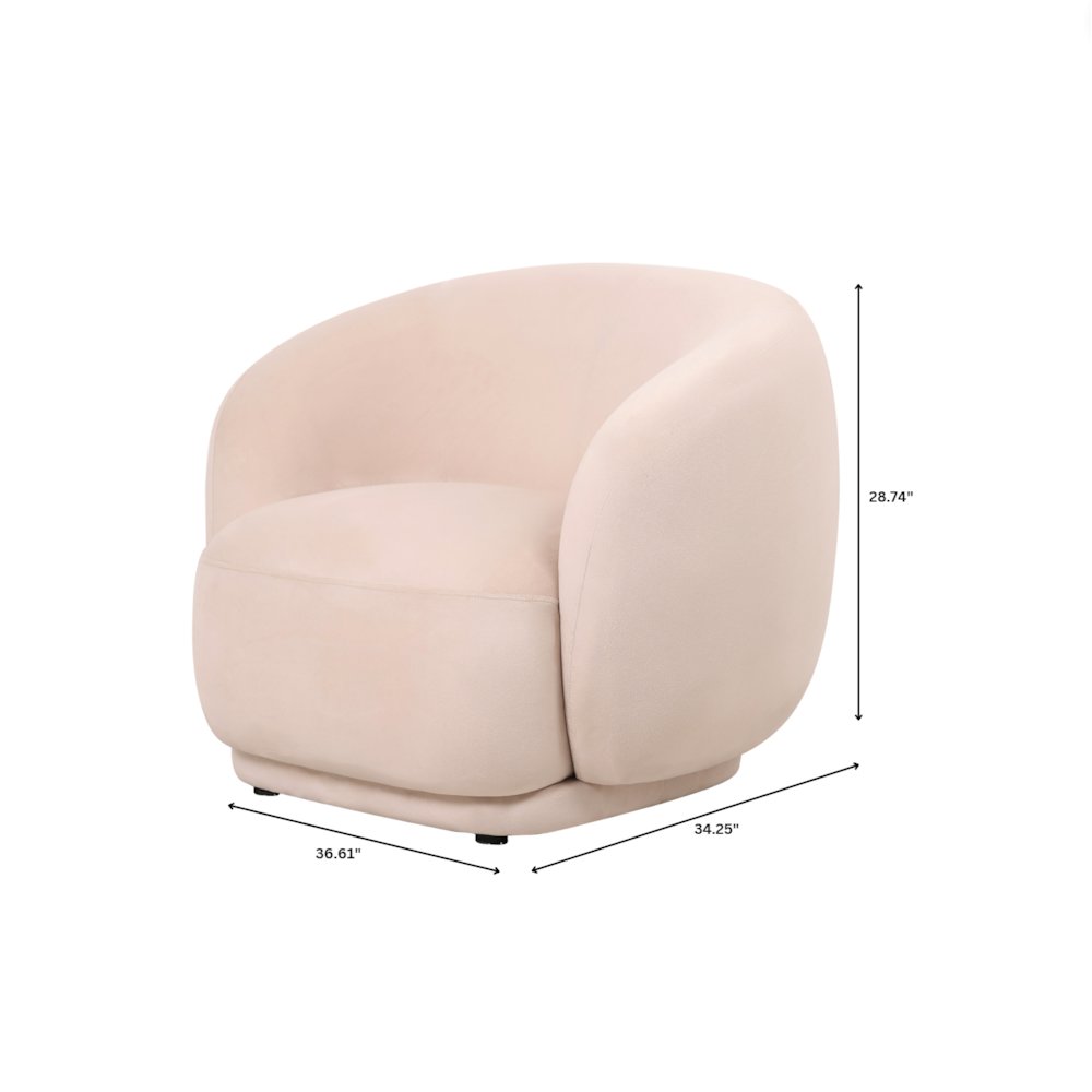 Faze Collection Modern Single Seater Sofa in Beige Velvet. Picture 8