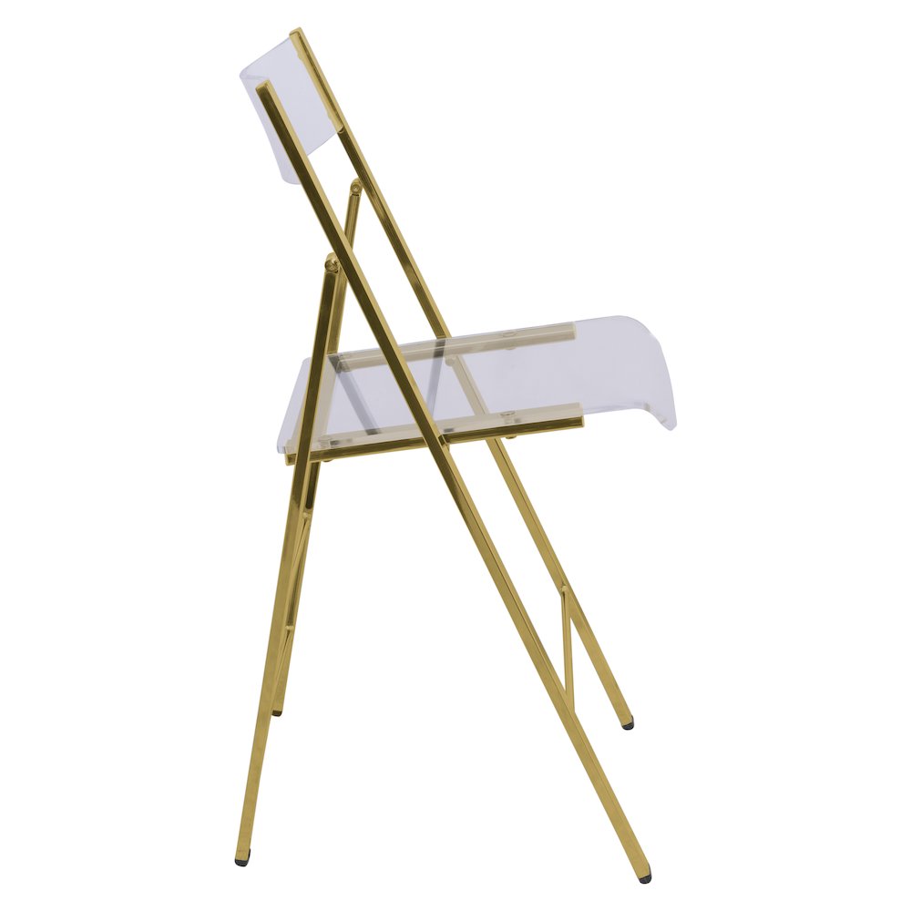 Menno Modern Acrylic Gold Base Folding Chair. Picture 6