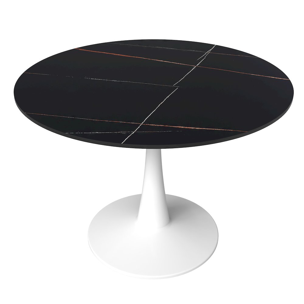 Bristol 40" round dining table White base with Black Sintered stone Top. Picture 9