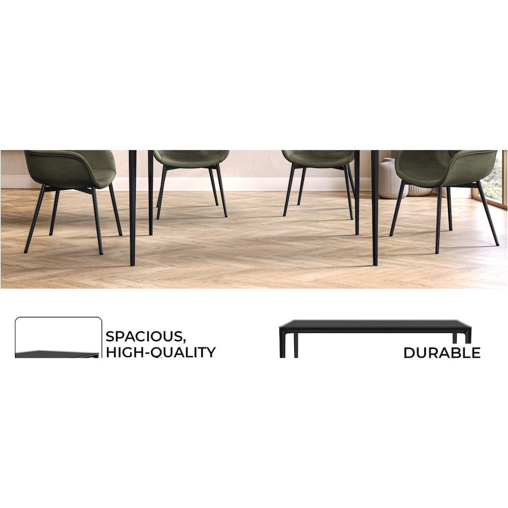 Avo Series Modern Dining Table Black Base, With 55 Clear Glass Top. Picture 47