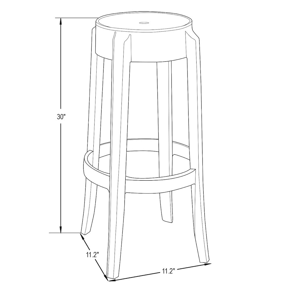 Averill Plastic Barstool with Clear Acrylic Seat and Legs, Set of 2. Picture 5