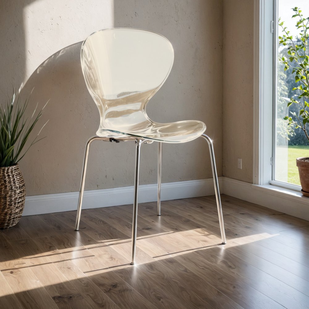 Modern Oyster Transparent Side Chair Set of 2. Picture 22