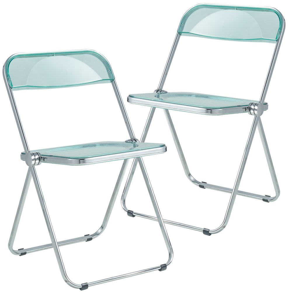 Lawrence Acrylic Folding Chair With Metal Frame, Set of 2. Picture 1