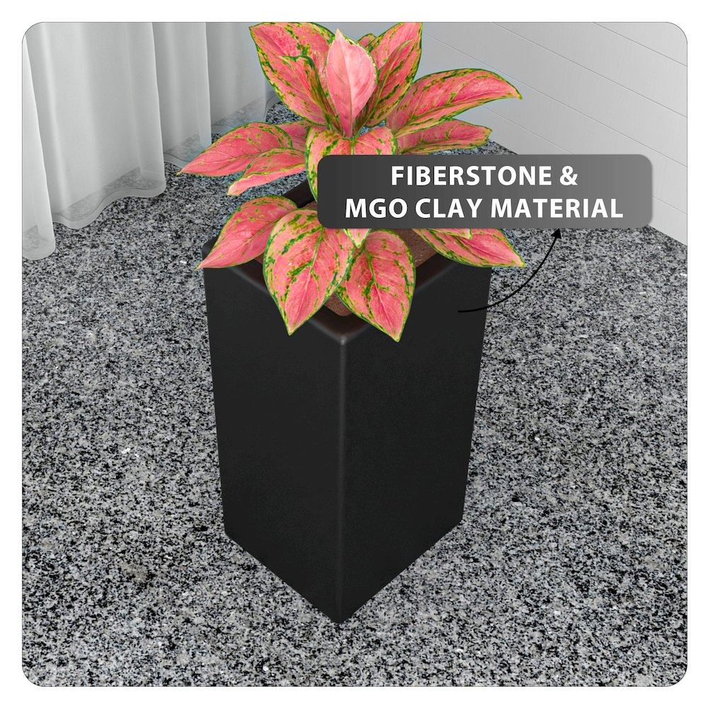 Terra Series Poly Stone Planter in Black 10.2" x 10.2" 23.6" High. Picture 22