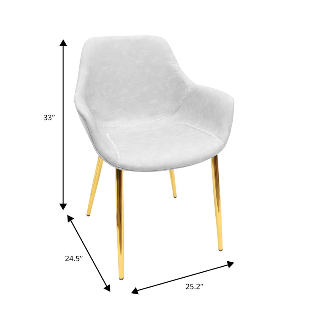 Markley Modern Leather Dining Arm Chair With Gold Metal Legs Set of 4. Picture 1
