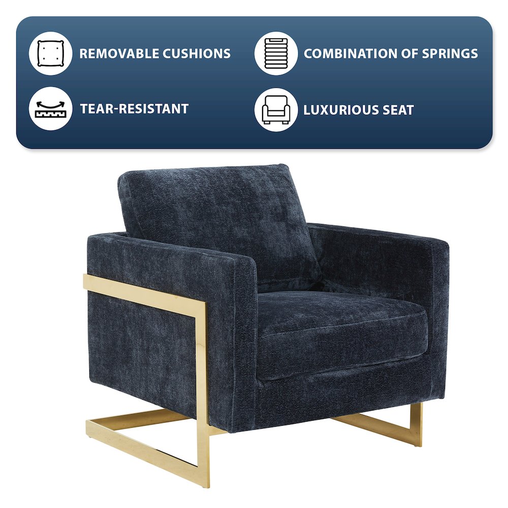 Lincoln Boucle Fabric Accent Armchair in Blue. Picture 3