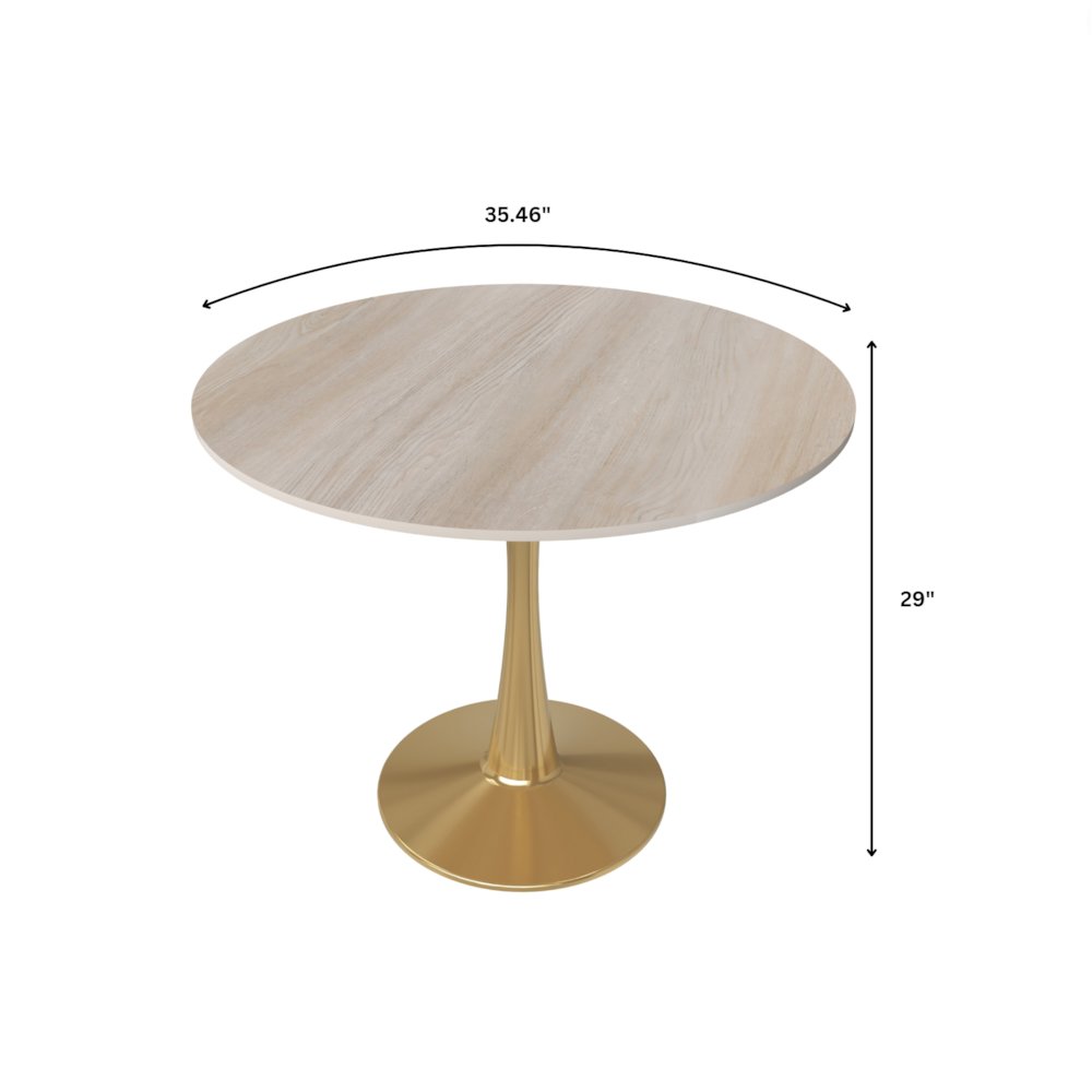 Bristol - Bistro Table - gold base Natural wood Top. Picture 8