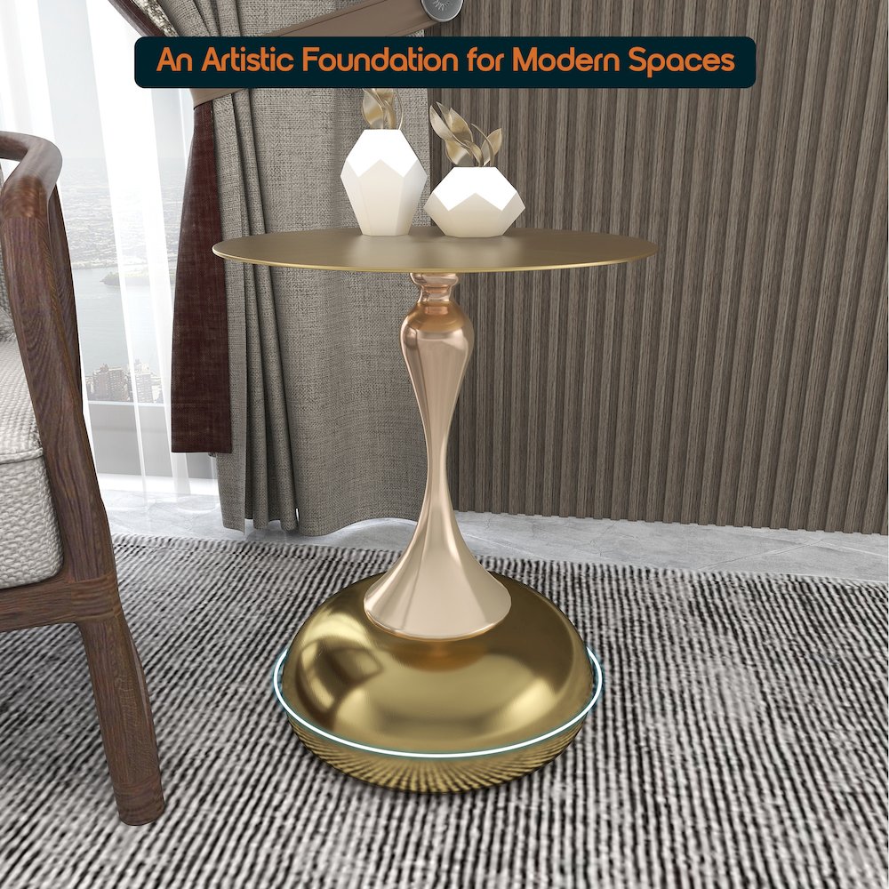 Savoy Collection Modern End Table In Gold. Picture 9