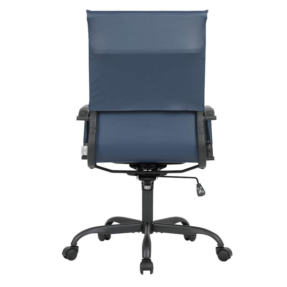 High-Back Leather Office Chair With Black Frame. Picture 5