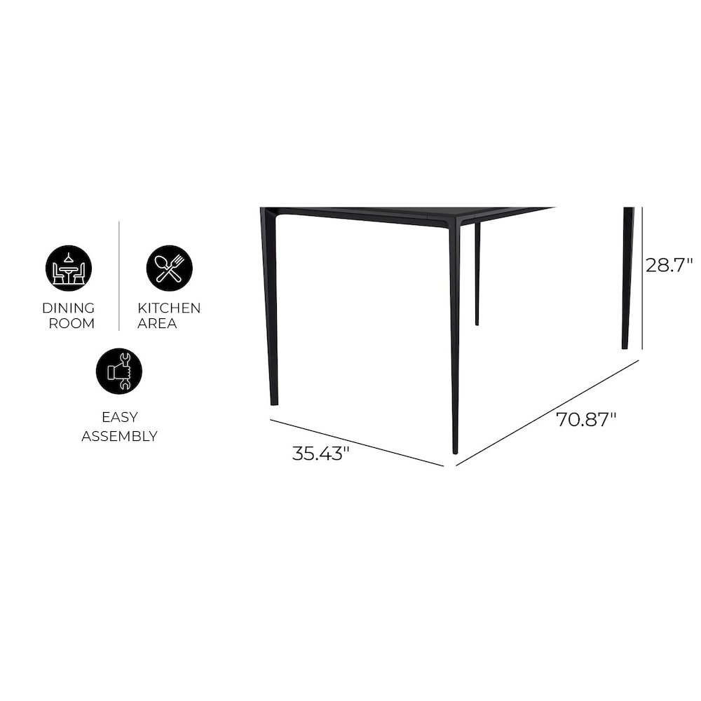 Avo Series Modern Dining Table Black Base, With 55 Clear Glass Top. Picture 46