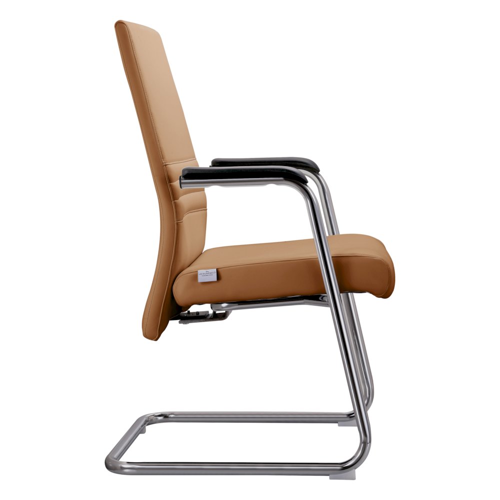 Aleen Series Guest Office Chair In Acorn Brown Leather. Picture 15